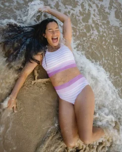 Online Cut Back Crop Swim Tops