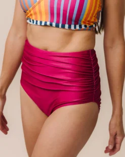 Clearance Ruched High Rise Bottom Swim Bottoms
