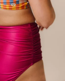 Clearance Ruched High Rise Bottom Swim Bottoms