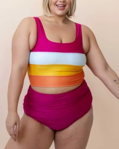 Clearance Ruched High Rise Bottom Swim Bottoms