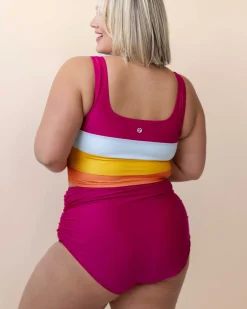 Clearance Ruched High Rise Bottom Swim Bottoms