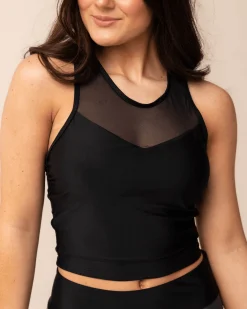 Hot Mesh Racerback Crop Swim Tops
