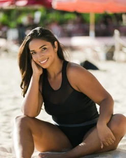 Hot Mesh Racerback Crop Swim Tops