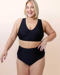 Hot Ruched High Rise Bottom Swim Bottoms