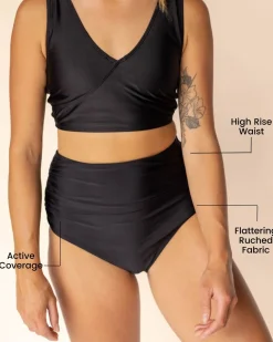 Hot Ruched High Rise Bottom Swim Bottoms