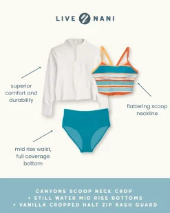 Scoop Neck Crop Swim Tops