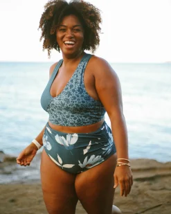 Discount Ruched High Rise Bottom Swim Bottoms