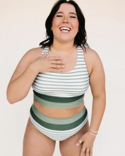 Online Cut Back Crop Swim Tops