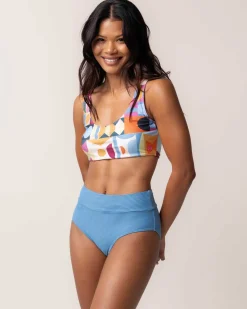 New Flat Rib Mid Rise Bottom Swim Bottoms