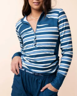 Monica Stripe Baywatch Rashguard Sun Protection