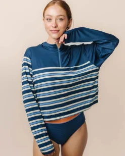 Monica Stripe Quarter Zip Sunshade Sun Protection