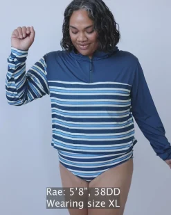 Monica Stripe Quarter Zip Sunshade Sun Protection