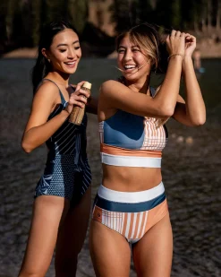 Online Cut Back Crop Swim Tops