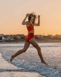 Discount Ruched High Rise Bottom Swim Bottoms