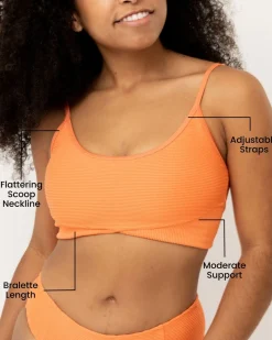 Online Textured Tone Crop Swim Tops