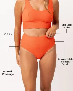 Sale Textured Mid Rise Bottom Swim Bottoms