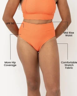 Outlet Textured Mid Rise Bottom Swim Bottoms