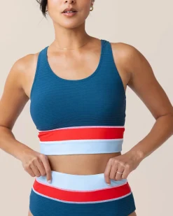 Sale Flat Rib Cut Back Crop Swim Tops