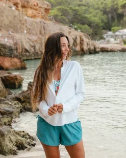 Hot Cropped Half Zip Rashguard Swim Tops