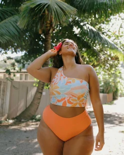 Online Flat Rib Mid Rise Bottom Swim Bottoms